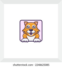 orange cat simple logo for a symbol or icon