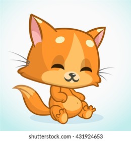 Orange cat sitting and smiling. Cute kitty vector illustration