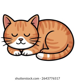 Orange cat sleeping peacefully isolated vector illustration on white background