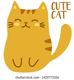 Orange cat. Vector cute cat doodle style. 