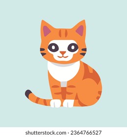 Orange cat vector illustration, flat cute cat mascot icon vector isolatedd