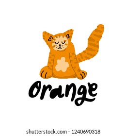 Orange Cat vector illustration. Hand painted isolated element in cute cozy style.