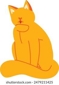 Orange cat vector illustration sitting, whiskers tail, cute simplistic style, isolated white background. Minimalist orange feline design, cartoon kitty, digital art. Simplified drawing domestic cat