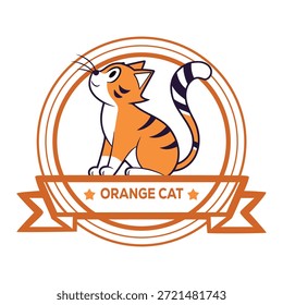 MODELO DE DESIGN DE LOGOTIPO DE VETOR DE GATO LARANJA