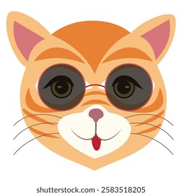 Orange cat wearing stylish sunglasses. Vector illustration.