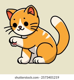 orange cat will scratch, very cute cat, vector illustration design.