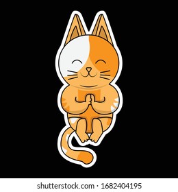 orange cats stickers vector design