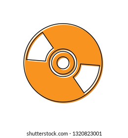 Orange CD or DVD disk icon isolated on white background. Compact disc sign. Vector Illustration
