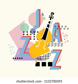 Orange Cello flat vector illustration, Classical music, jazz music,  Design for wallpaper or background