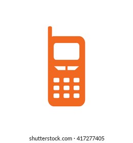 Orange cellphone icon vector illustration