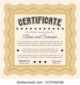 Orange Certificate of achievement. With complex linear background. Customizable, Easy to edit and change colors. Sophisticated design. 