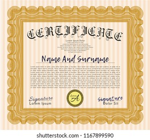Orange Certificate of achievement. Customizable, Easy to edit and change colors. With quality background. Sophisticated design. 