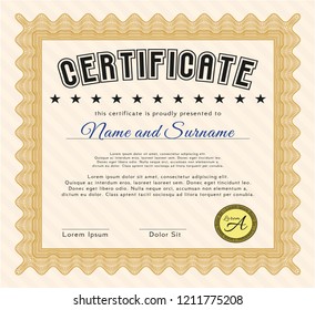 Orange Certificate of achievement. Customizable, Easy to edit and change colors. With complex background. Beauty design. 