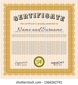 Orange Certificate of achievement. Customizable, Easy to edit and change colors. Printer friendly. Lovely design. 