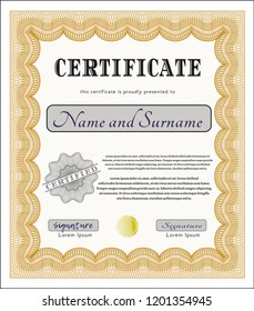 Orange Certificate of achievement. Excellent design. With complex background. Customizable, Easy to edit and change colors. 