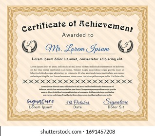 Certificado de logros en naranja. Con patrón guilloche. Personalizable, Fácil de editar y cambiar de color. Buen diseño. 
