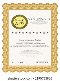 Orange Certificate of achievement. With quality background. Excellent design. Customizable, Easy to edit and change colors. 