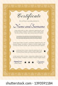 Orange Certificate of achievement template. With linear background. Customizable, Easy to edit and change colors. Perfect design. 