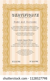 Orange Certificate of achievement template. Nice design. Detailed. Easy to print. 