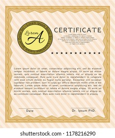 Orange Certificate of achievement template. Nice design. Customizable, Easy to edit and change colors. With background. 