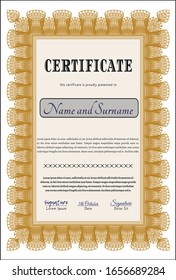 Plantilla de certificado de logros de Orange. Con un fondo de calidad. Ilustración vectorial. Diseño de belleza. 