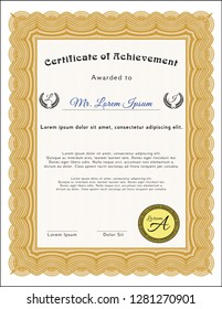 Orange Certificate. Artistry design. Easy to print. Customizable, Easy to edit and change colors. 