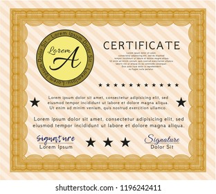 Orange Certificate. With background. Customizable, Easy to edit and change colors. Excellent design. 