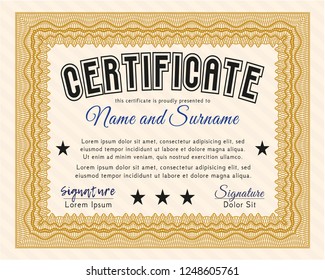 Orange Certificate. Beauty design. With complex linear background. Customizable, Easy to edit and change colors. 