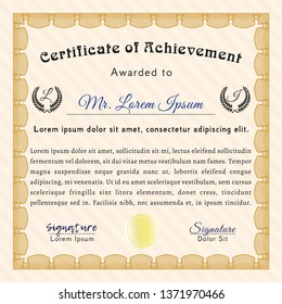 Orange Certificate. Beauty design. Vector illustration. With guilloche pattern. 