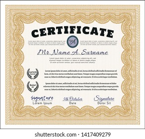 Orange Certificate. With complex background. Artistry design. Customizable, Easy to edit and change colors. 