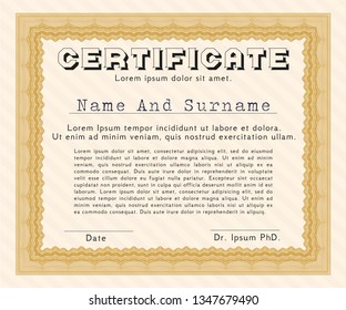 Orange Certificate. Complex background. Beauty design. Customizable, Easy to edit and change colors. 