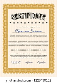 Orange Certificate. Complex background. Nice design. Customizable, Easy to edit and change colors. 