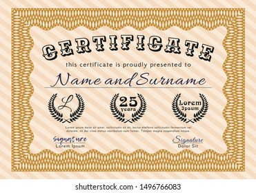 Orange Certificate. Cordial design. Customizable, Easy to edit and change colors. Easy to print. 