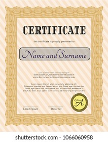  Orange Certificate. Customizable, Easy to edit and change colors. With complex background. Sophisticated design. 