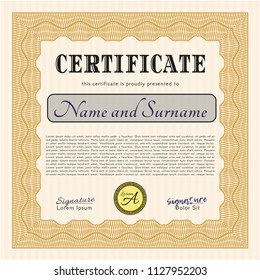 Orange Certificate. Customizable, Easy to edit and change colors. Easy to print. Cordial design. 