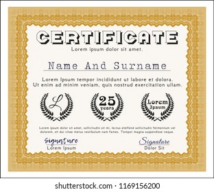 Orange Certificate. Customizable, Easy to edit and change colors. With background. Cordial design. 