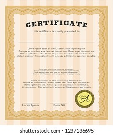 Orange Certificate. Customizable, Easy to edit and change colors. With background. Excellent design. 