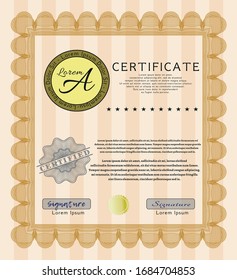 Orange Certificate. Customizable, Easy to edit and change colors. Easy to print. Excellent design. 