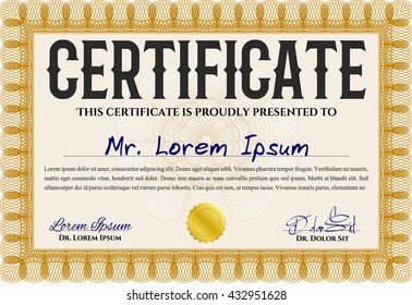 Orange Certificate. Detailed. Complex design. Printer friendly. 