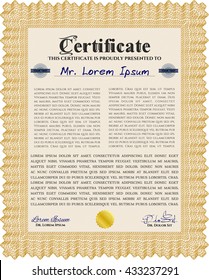Orange Certificate. Detailed. Complex design. Printer friendly. 