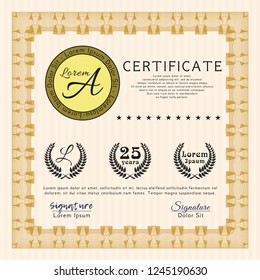 Orange Certificate. Detailed. Easy to print. Excellent design. 