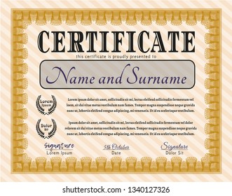 Orange Certificate. Detailed. Easy to print. Excellent design. 