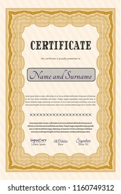 Orange Certificate. Detailed. With linear background. Perfect design. 