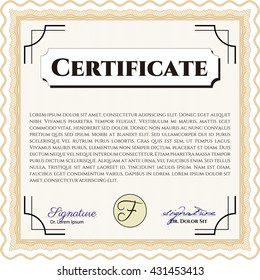 Certificado naranja. Detallado. Fácil de imprimir. Diseño complejo. 