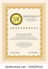 Orange Certificate diploma or award template. Perfect design. Customizable, Easy to edit and change colors. With complex background. 