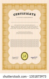  Orange Certificate diploma or award template. Detailed. With quality background. Excellent design. 
