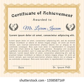 Orange Certificate diploma or award template. Money design. Customizable, Easy to edit and change colors. Printer friendly. 