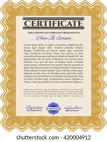 Orange Certificate or diploma template. Cordial design. Customizable, Easy to edit and change colors. Easy to print. 