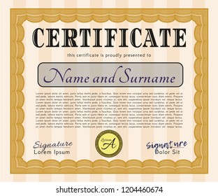 Orange Certificate or diploma template. Customizable, Easy to edit and change colors. Printer friendly. Beauty design. 