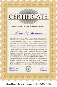 Orange Certificate or diploma template. Customizable, Easy to edit and change colors. Cordial design. Easy to print. 
